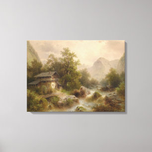 Mühle auf einem Bergbach (von Albert Rieger) Leinwanddruck