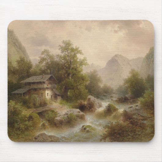 Mühle auf einem Bergbach (von Albert Rieger) Mousepad (Vorne)