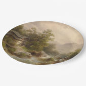 Mühle auf einem Bergbach (von Albert Rieger) Pappteller (Schrägansicht)