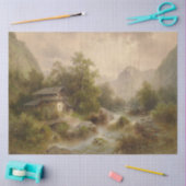 Mühle auf einem Bergbach (von Albert Rieger) Seidenpapier (Basteln)