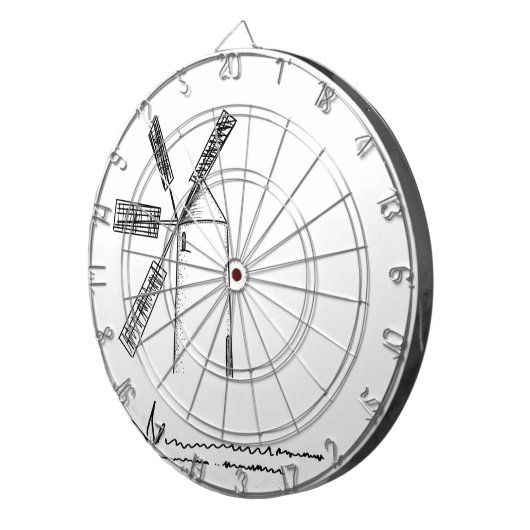 Mühle auf weißem Untergrund Dartscheibe (Vorderseite rechts)