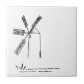 Mühle auf weißem Untergrund Fliese (Vorderseite)