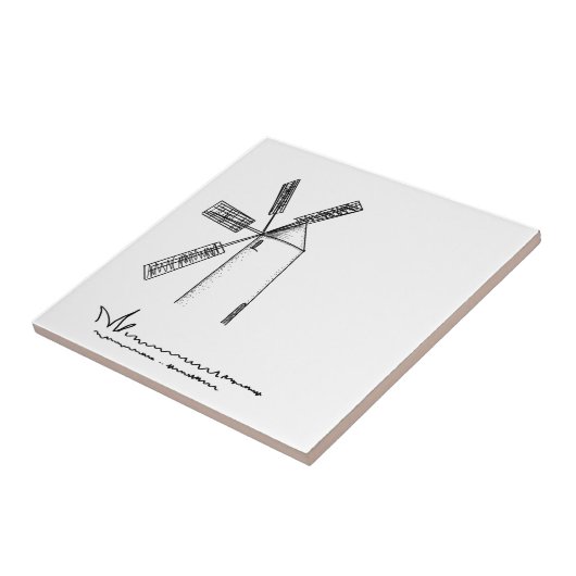 Mühle auf weißem Untergrund Fliese (Seite)