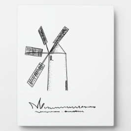 Mühle auf weißem Untergrund Fotoplatte