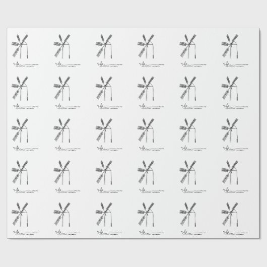 Mühle auf weißem Untergrund Geschenkpapier (Flach)