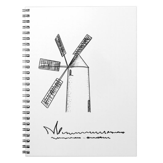 Mühle auf weißem Untergrund Notizblock (Vorderseite)