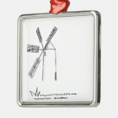 Mühle auf weißem Untergrund Ornament Aus Metall (Links)