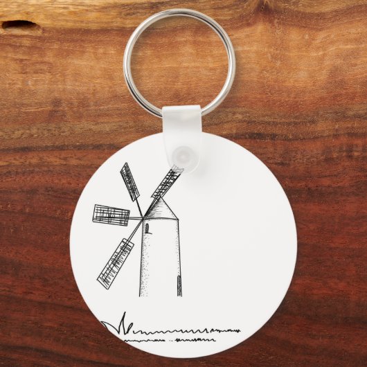 Mühle auf weißem Untergrund Schlüsselanhänger (Vorderseite)