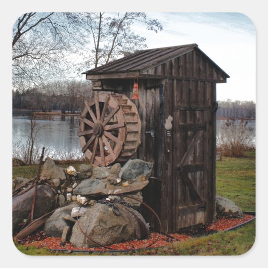 Mühlung über das alte Haus Quadratischer Aufkleber (Vorderseite)