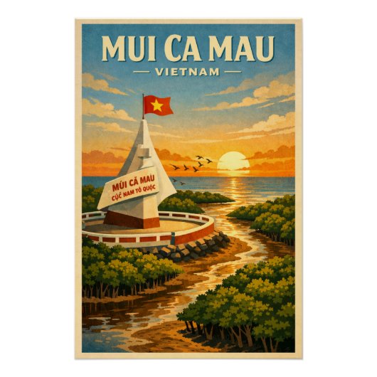 Mui Ca Mau, Vietnam, im klassischen Retro-Stil Poster (Vorderseite)