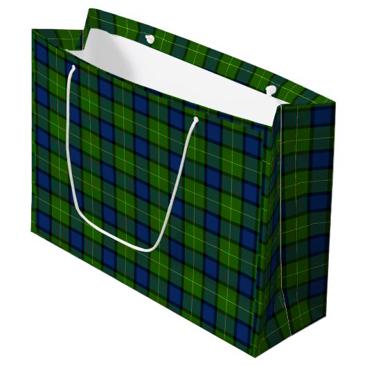 Muir Moore tartan blau kariert Große Geschenktüte (Vorderseite Schrägansicht)