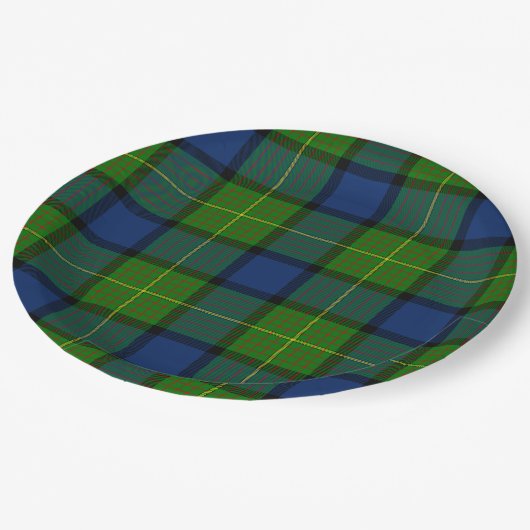 Muir Moore tartan blau kariert Pappteller (Schrägansicht)