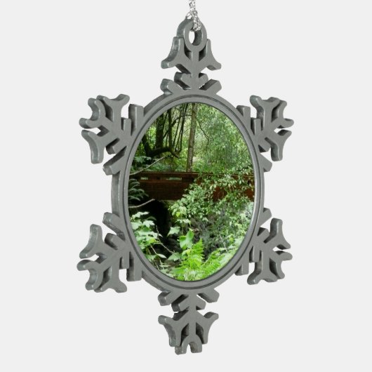 Muir Woods Bridge I Schneeflocken Zinn-Ornament (Links)
