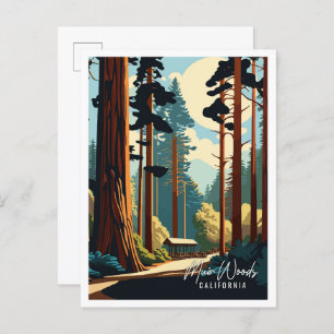 Muir Woods California Vintage Reise Illustration Postkarte