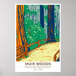 Muir Woods National Monument Kalifornien Vintage Poster