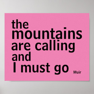 Muir Zitat Poster fett schwarz und rosa modern