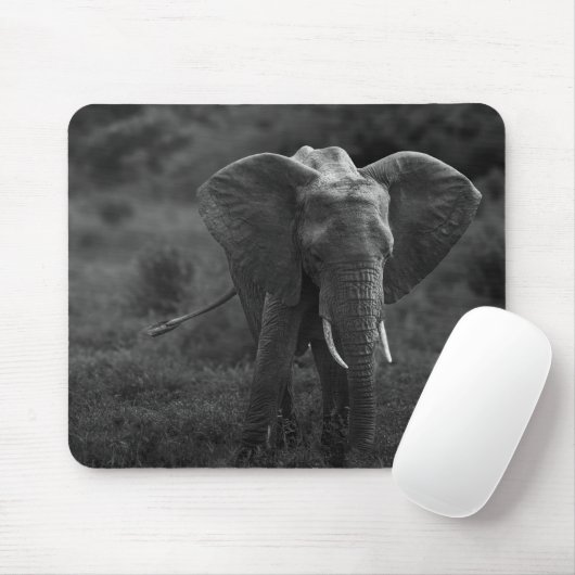 Muismat olifant zwart wit mousepad (Mit Mouse)