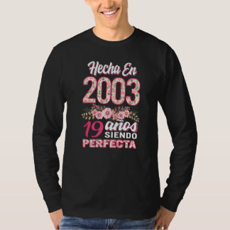 Mujer 19 Cumpleaños Regalo Hecha en 2003 Floral 19 T-Shirt