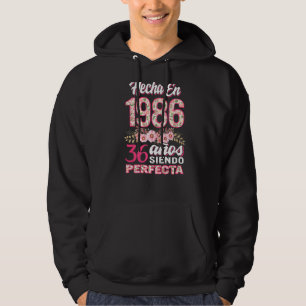 Mujer 36 Cumpleaños Regalo Hecha en 1986 Floral 36 Hoodie