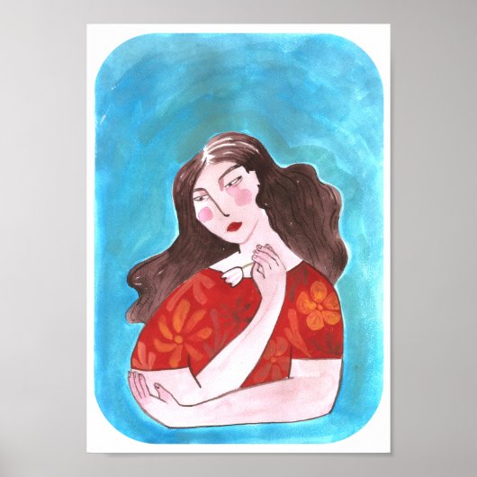 Mujer con Flor Poster (Vorne)
