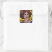 Mujer Mexicana Empowered Comic Style Pop Art Quadratischer Aufkleber (Tasche)