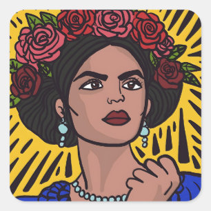 Mujer Mexicana Empowered Comic Style Pop Art Quadratischer Aufkleber