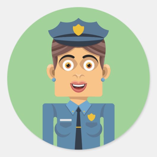 Mujer policia runder aufkleber (Vorderseite)