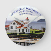 Mukilteo Lighthouse, Washington Clock Runde Wanduhr (Vorderseite)