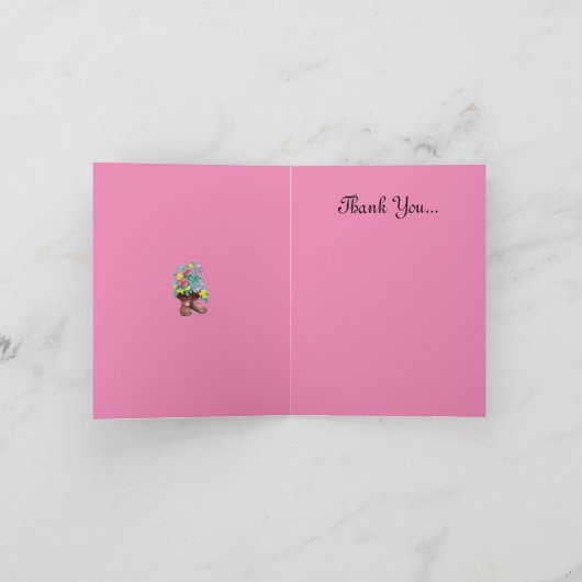 Mukluge mit/Blume Aquarellfarbendesign Danke Karte (Innenseite)