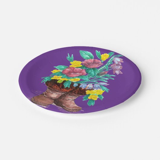 Mukluk Boots & Spring Blume Designed Paper Tellers Pappteller (Schrägansicht)