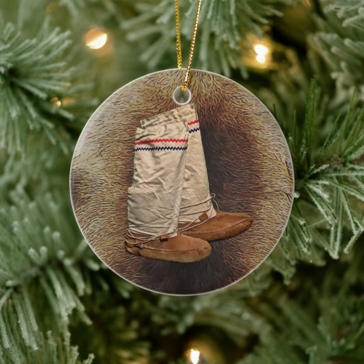 Mukluks aus Karibu-Fell Keramik Ornament (Baum)