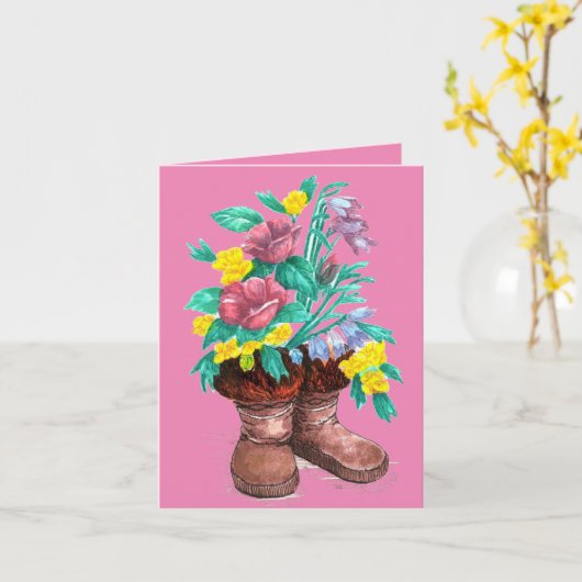 Mukluks mit Blume Aquarellfarbendesign Vielen Dank Karte (Gelbe Blume)