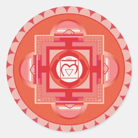 Mūlādhāra Mandala Chakra (Root chakra) Runder Aufkleber (Vorderseite)