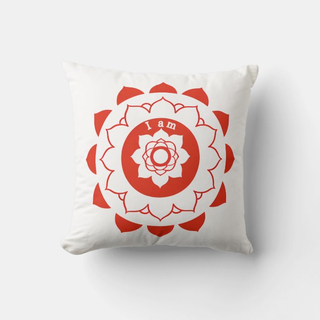 Muladhara Red Mandala Root Chakra Throw Pillow Kissen (Vorderseite)