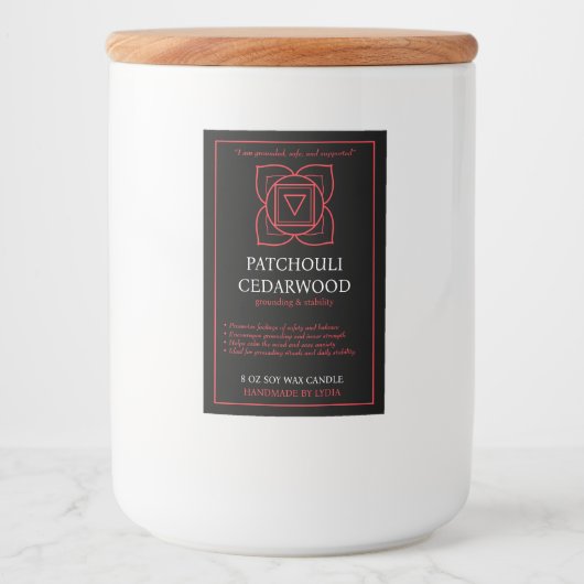 Muladhara Root Chakra Custom Candle Label  Lebensmitteletikett (Vorderseite)