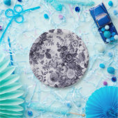 Mulberry Blue Lila Floral Toile Nr. 3 Pappteller (Party)