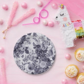 Mulberry Blue Lila Floral Toile Nr. 3 Pappteller (Party)