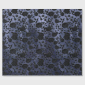 Mulberry Blue Lila Ombre Black Floral Vine Geschenkpapier (Flach)