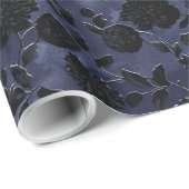 Mulberry Blue Lila Ombre Black Floral Vine Geschenkpapier (Rolleneckpunkt)