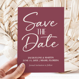 Mulberry Burgundy Wedding Cream Handletted Save The Date