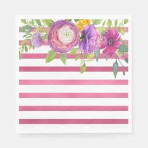 Mulberry Floral Stripe Dream Brautparty Serviette