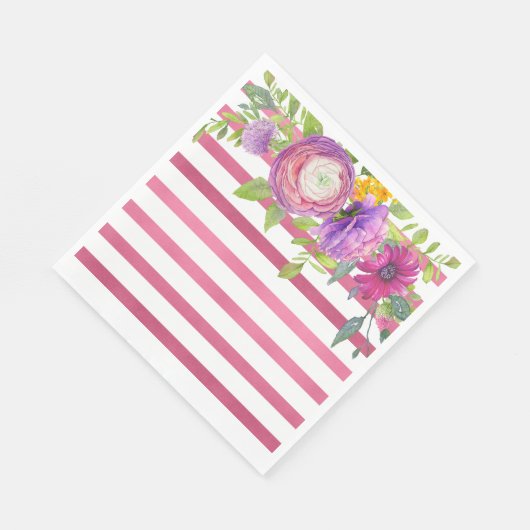 Mulberry Floral Stripe Dream Brautparty Serviette (Ecke)