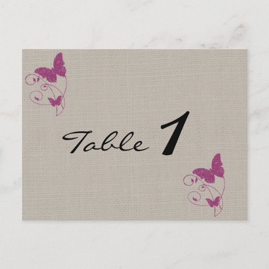 Mulberry Glitzer Butterfly Wedding Tischnummer (Vorderseite)