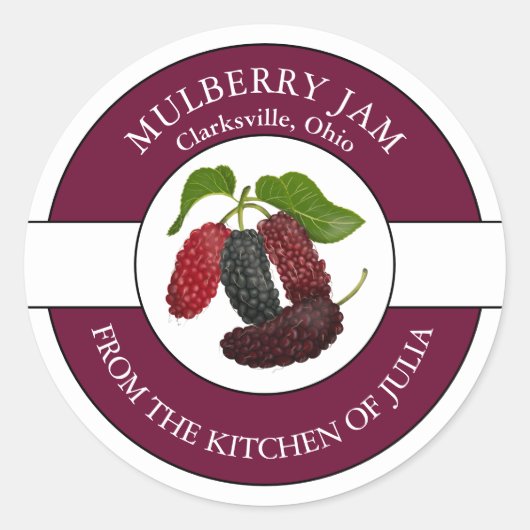 Mulberry-Jam-Label Runder Aufkleber (Vorderseite)