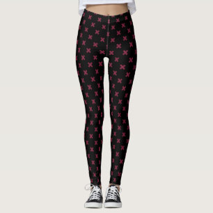 Mulberry-Kreuzstiche auf schwarz Leggings