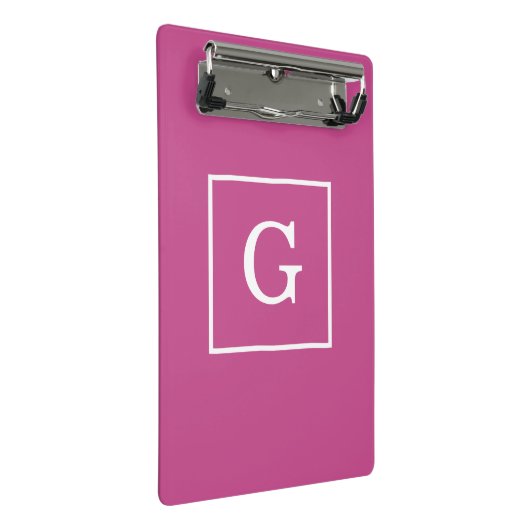 Mulberry Lila White Gerahmt Initial Monogram Mini Klemmbrett (Schrägansicht)