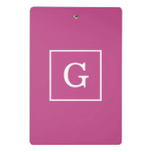 Mulberry Lila White Gerahmt Initial Monogram Mini Klemmbrett (Rückseite)