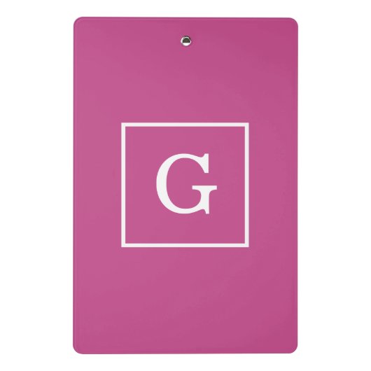 Mulberry Lila White Gerahmt Initial Monogram Mini Klemmbrett (Rückseite)