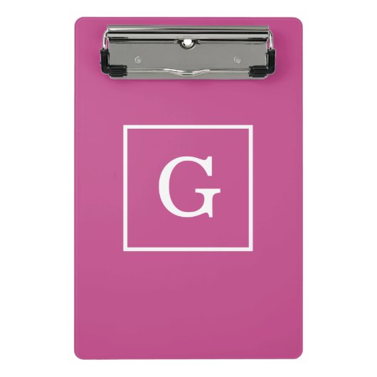 Mulberry Lila White Gerahmt Initial Monogram Mini Klemmbrett (Vorderseite)