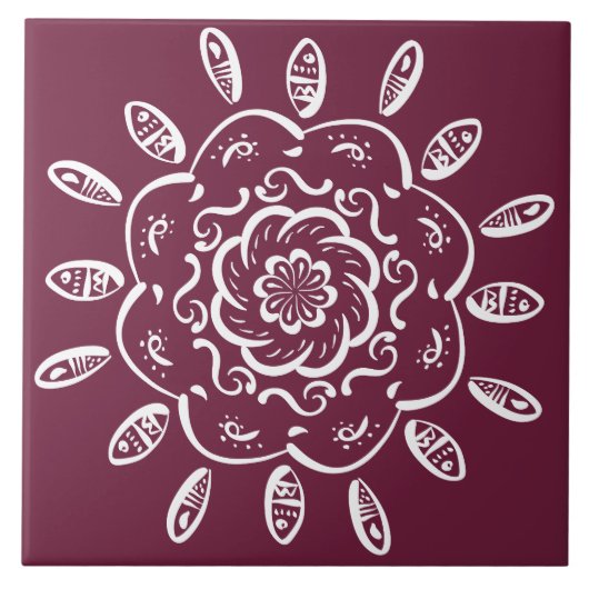 Mulberry Mandala Fliese (Vorderseite)